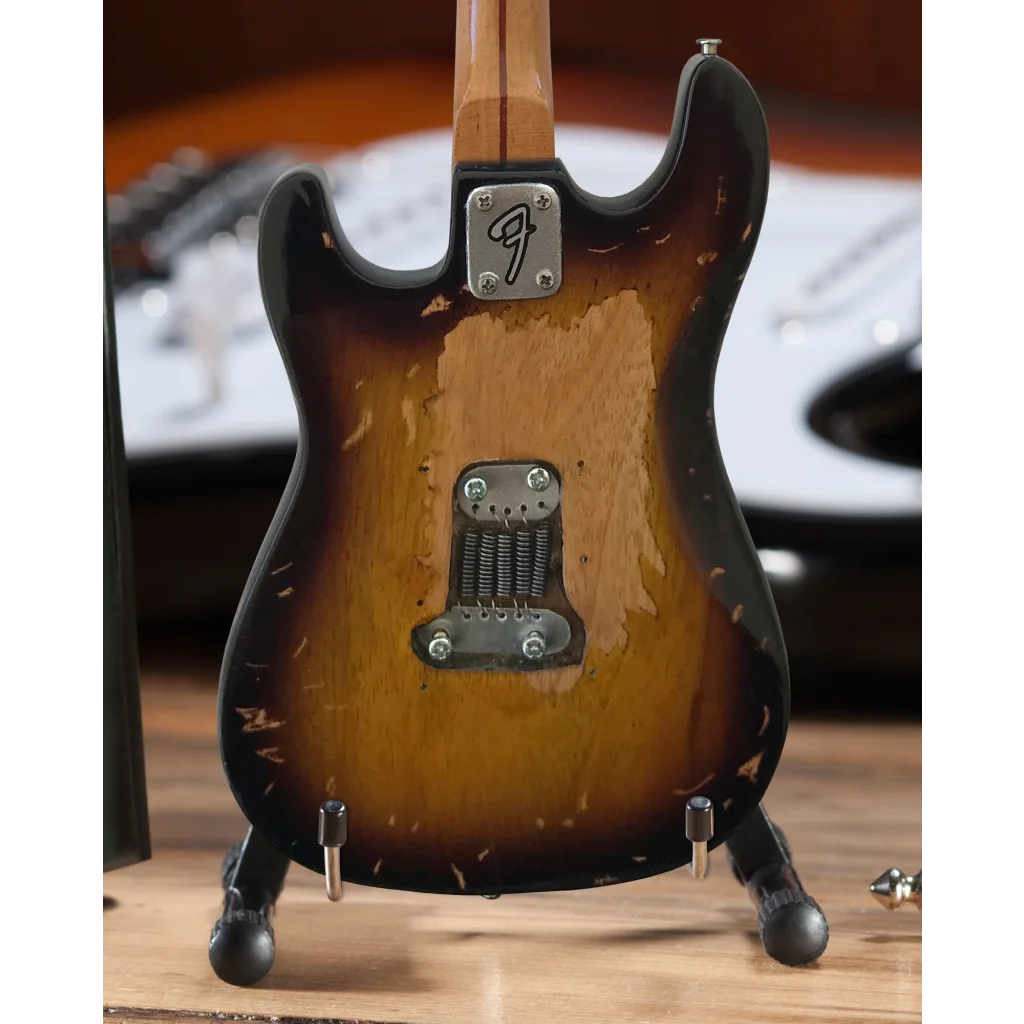 3-color sunburst Axe Heaven Fender Strat mini guitar with adjustable A-frame stand