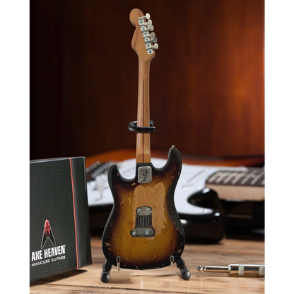 Axe Heaven Sunburst Fender Strat Mini Guitar on Adjustable A-Frame Stand