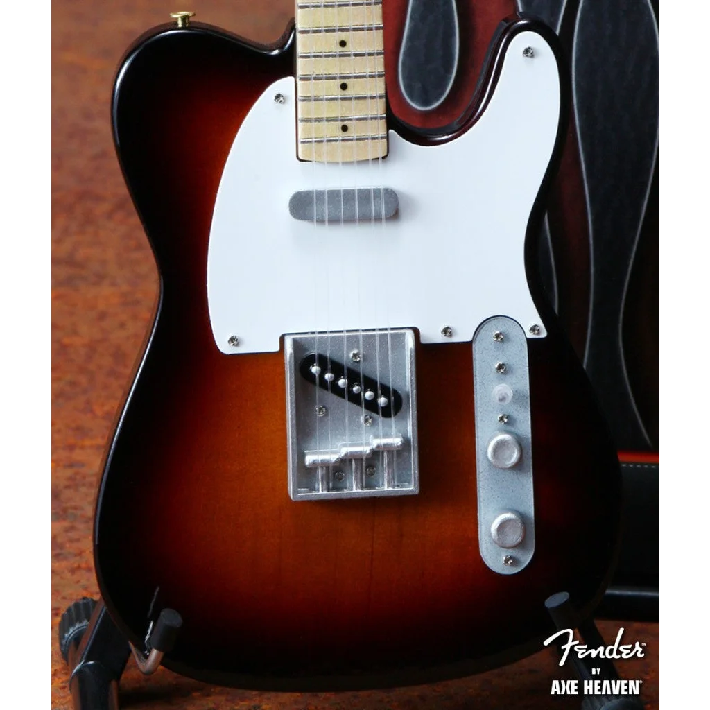 Axe Heaven 3-color sunburst Fender Telecaster on adjustable A-frame stand