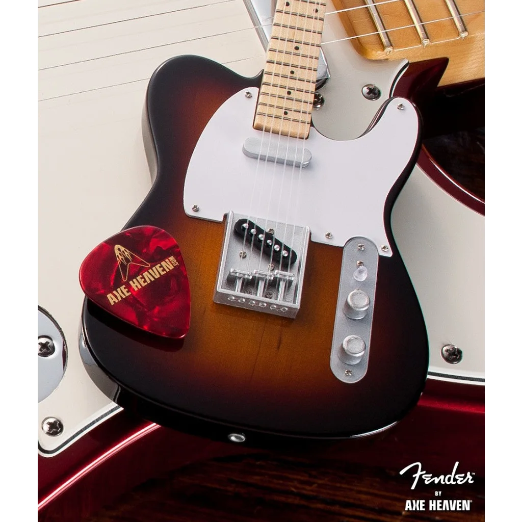 3-color sunburst Axe Heaven Fender Telecaster on adjustable A-frame stand
