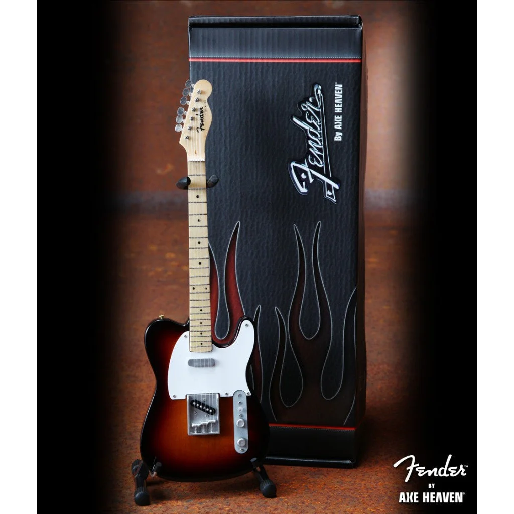3D Axe Heaven Sunburst Fender Telecaster on adjustable A-frame stand
