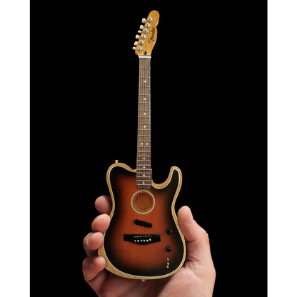 Axe Heaven Sunburst mini guitar with gold hardware, black pickguard, adjustable A-Frame stand