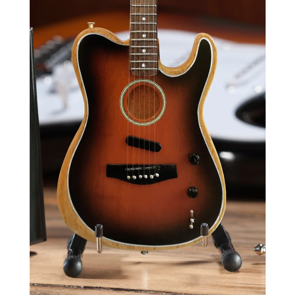 Axe Heaven Sunburst mini guitar with adjustable A-Frame stand