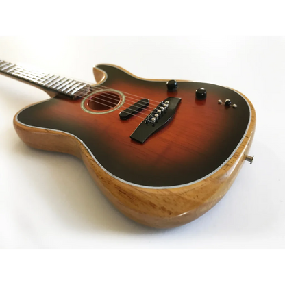 Axe Heaven Sunburst mini electric acoustic guitar with adjustable A-frame stand