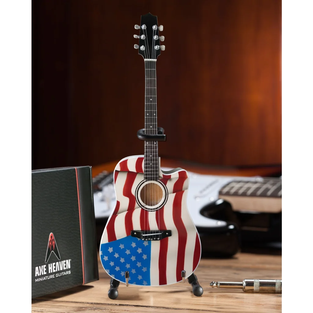 Axe Heaven Toby Keith USA Flag Acoustic Guitar Replica on adjustable A-frame stand