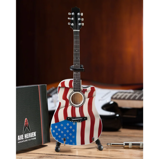 Axe Heaven Toby Keith USA Flag Acoustic Guitar Replica on adjustable A-frame stand