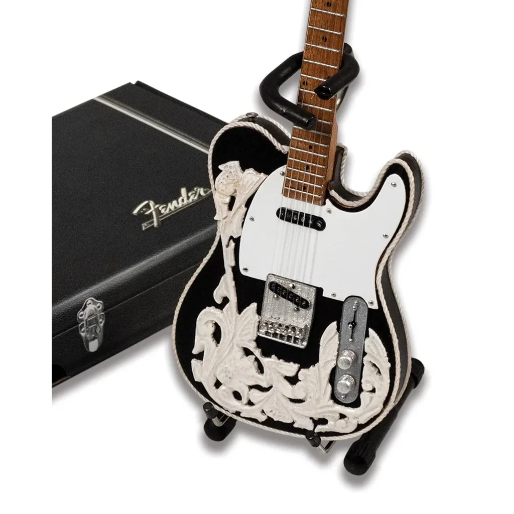 Black and white Axe Heaven floral Telecaster mini guitar replica