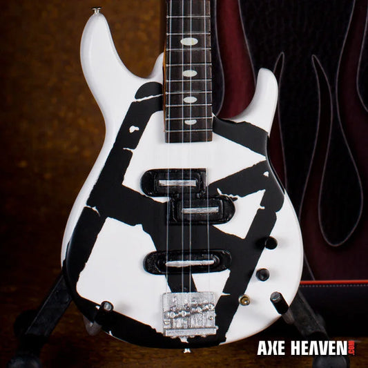 Axe Heaven White Chickenfoot Bass Mini Guitar Replica with EVH style