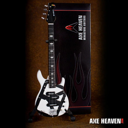 Axe Heaven White Chickenfoot Bass Mini Guitar Replica with flame design