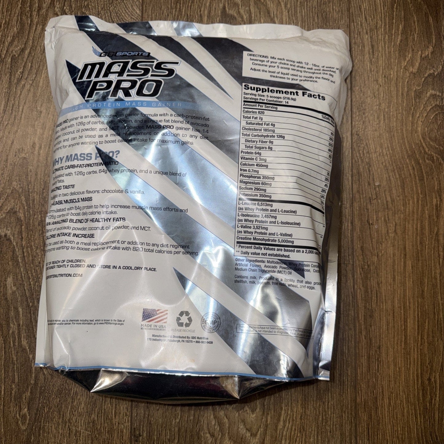 G6 Sports Mass Pro High Protein Mass Gainer — Vanilla, 14 Servings