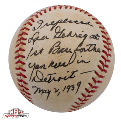 1930s Babe Dahlgren replaced Lou Gehrig signed baseball