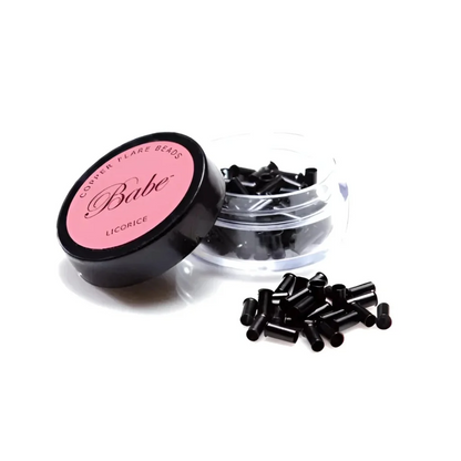 Black micro beads for hair extensions with Babe Flare Beads for gentle hair attachment