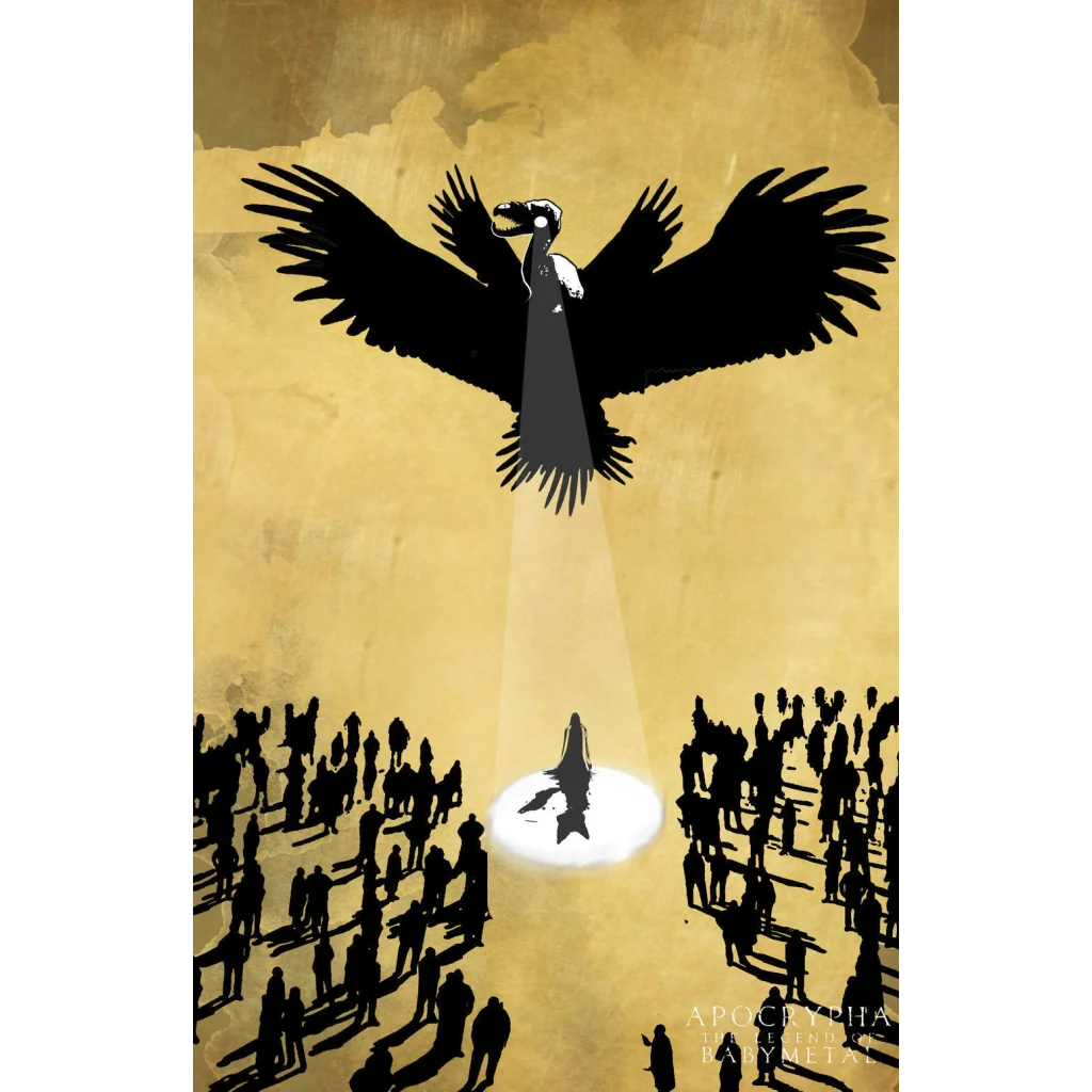 Black crow with glowing wings on BABYMETAL Apocrypha standard edition hardcover poster