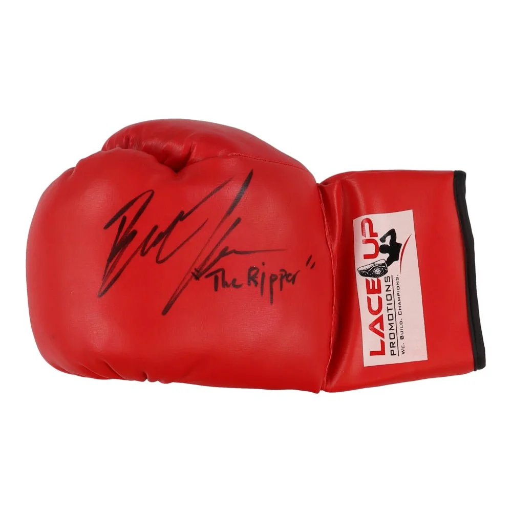 Red boxing glove signed by Badou Jack with PSA DNA authentication