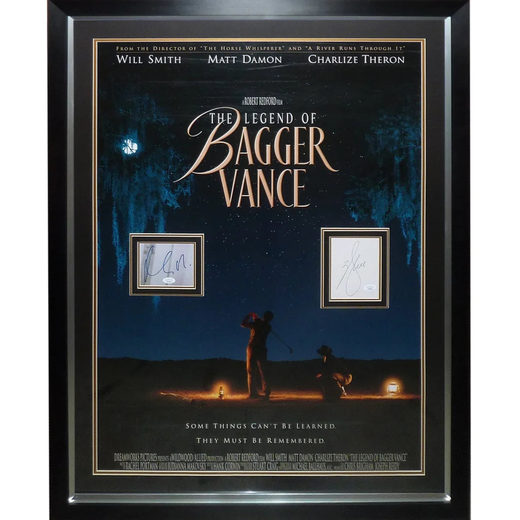 Framed Bagger Vance movie poster deluxe with Damon and Smith autographs