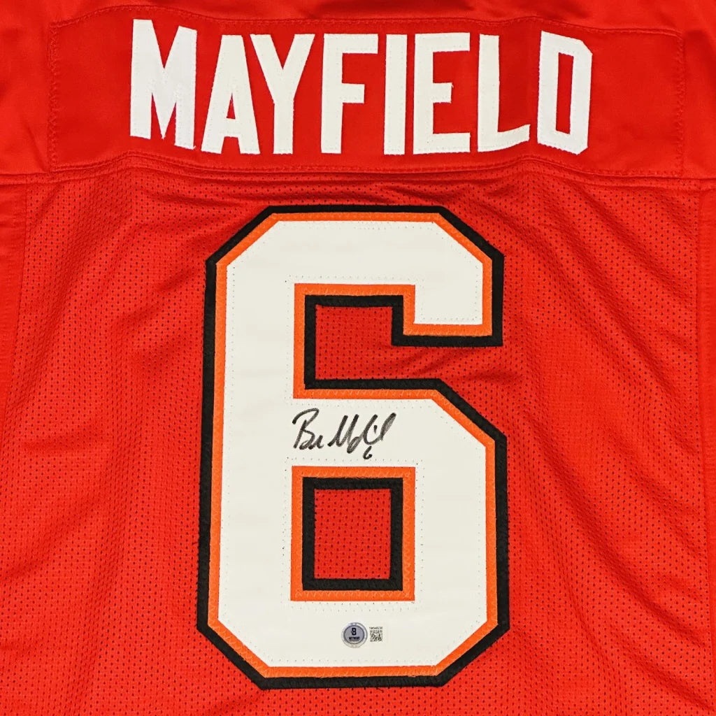 Baker Mayfield autographed Tampa Bay red jersey with number 6