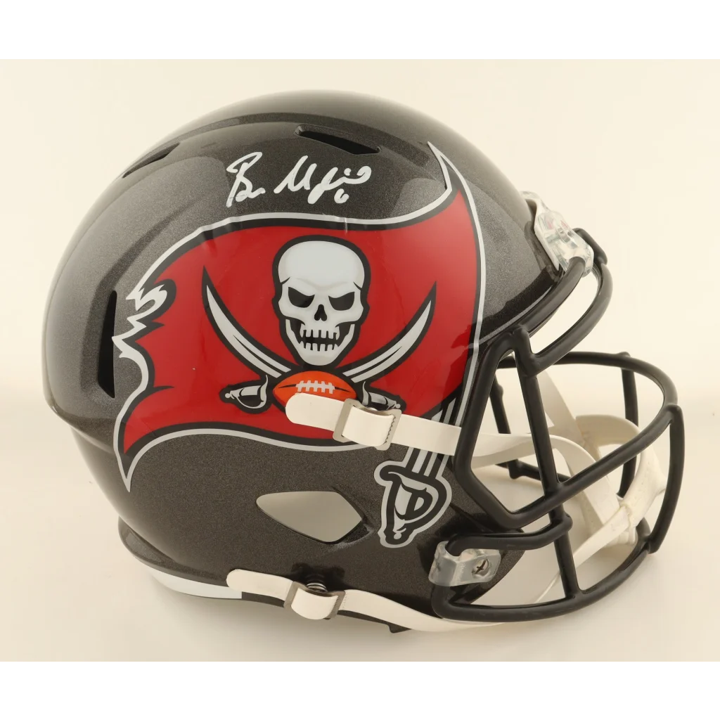 Baker Mayfield signed Buccaneers speed helmet with red skull logo