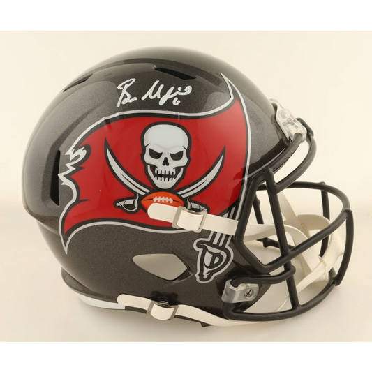 Baker Mayfield signed Buccaneers speed helmet with red skull logo