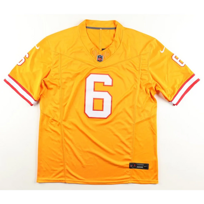 Orange Tampa Bay Buccaneers jersey with baker mayfield signature and number 6