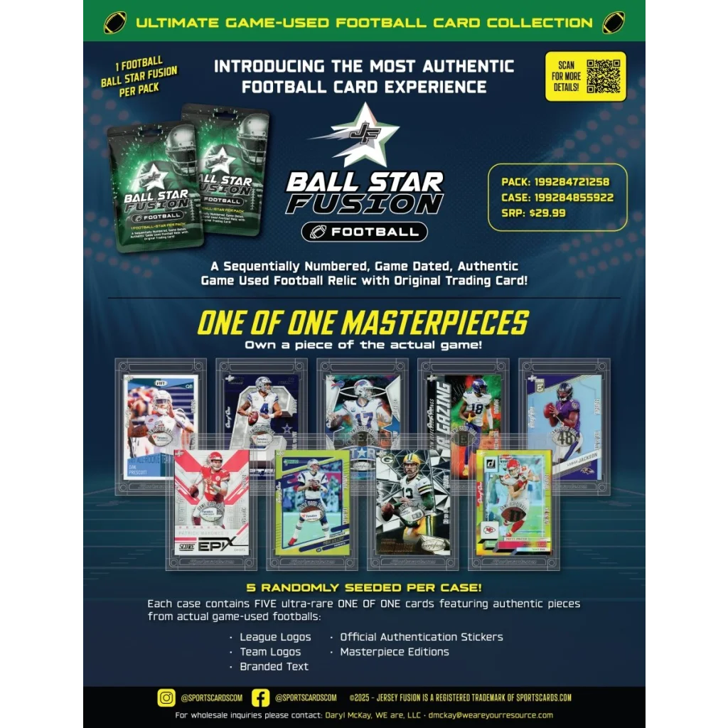 Ball Star Fusion Football Cards with Authentic Game Used Relics collectible trading cards