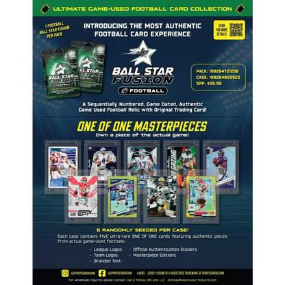 Ball Star Fusion Football Cards with Authentic Game Used Relics collectible trading cards