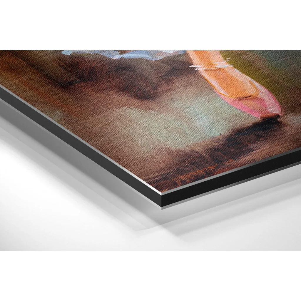 Glass Wall Art Framed ballerina art print on brushed aluminium dibond canvas
