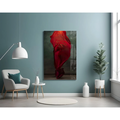 Flowing Red Fabric Glass Wall Art for Modern Spaces | Contemporary Home Wall Art | vintageantiquesgifts.com