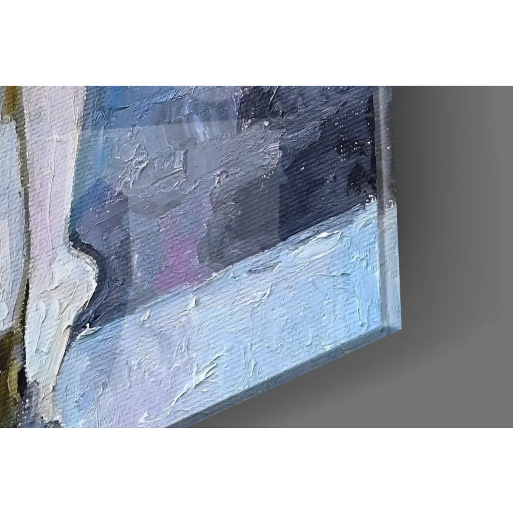 Abstract blue gray white ballerina wall art canvas painting