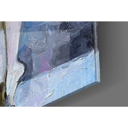 Abstract blue gray white ballerina wall art canvas painting