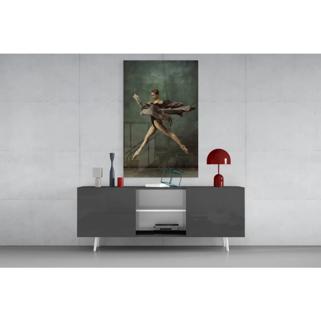 Dynamic ballet dancer in mid-leap wall art canvas print