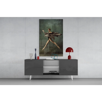 Dynamic ballet dancer in mid-leap wall art canvas print
