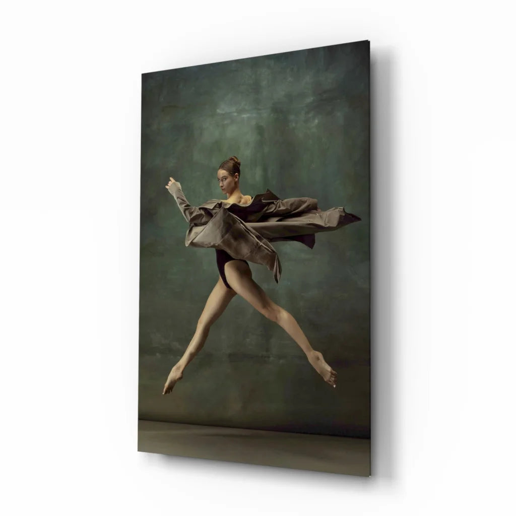 Graceful ballet dancer in mid-leap canvas wall art