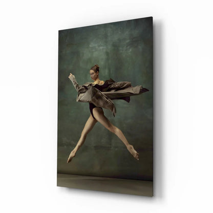 Graceful ballet dancer in mid-leap canvas wall art