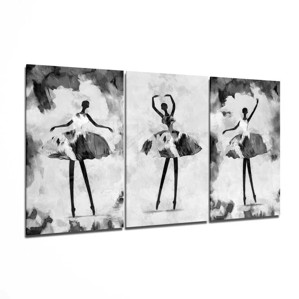 Black and white ballet dancers wall art in dynamic poses