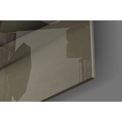 Sleek metallic glass wall art mirror with distorted ballerina reflections