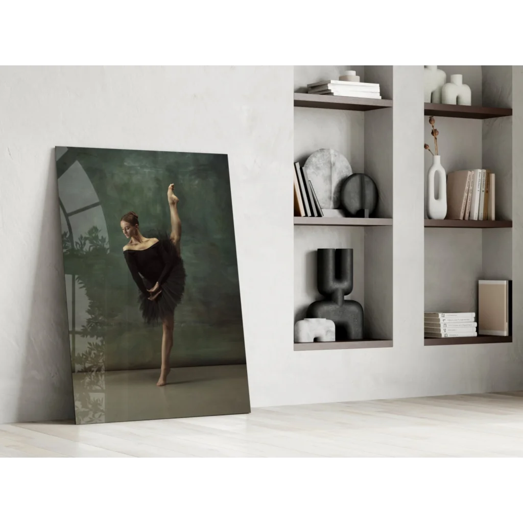 Elegant ballerina in black tutu wall art canvas print