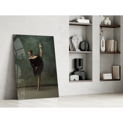 Elegant ballerina in black tutu wall art canvas print