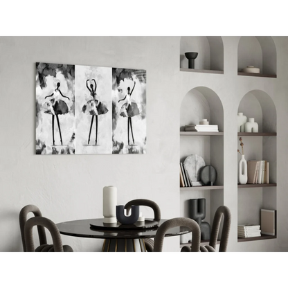 Black and white abstract ballet dancer glass wall art set