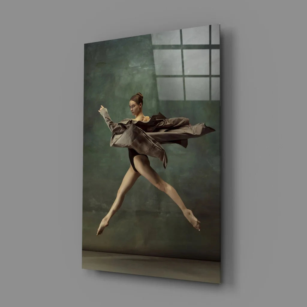 Graceful ballet dancer in mid-leap canvas wall art