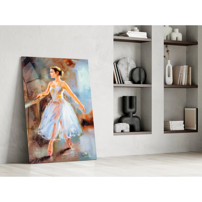 Elegant ballerina in soft watercolor on glass wall art