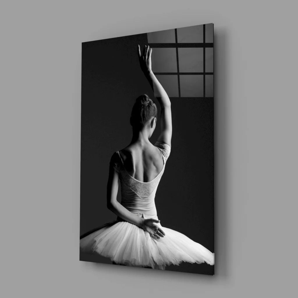 Elegant Ballerina Wall Art Canvas Print in Classic Black and White | Glass Wall Art Print | vintageantiquesgifts.com