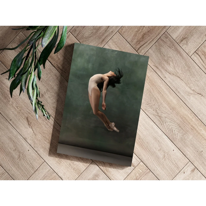 Leaping dancer mid-leap on Insigne aluminum print for home