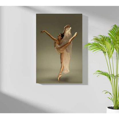 Elegant ballerina mid-air pose on insigne aluminum print