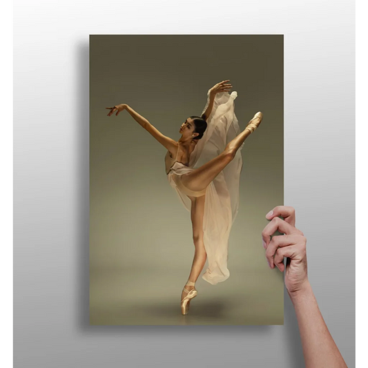 Stunning ballerina in flowing gown on insigne aluminum print