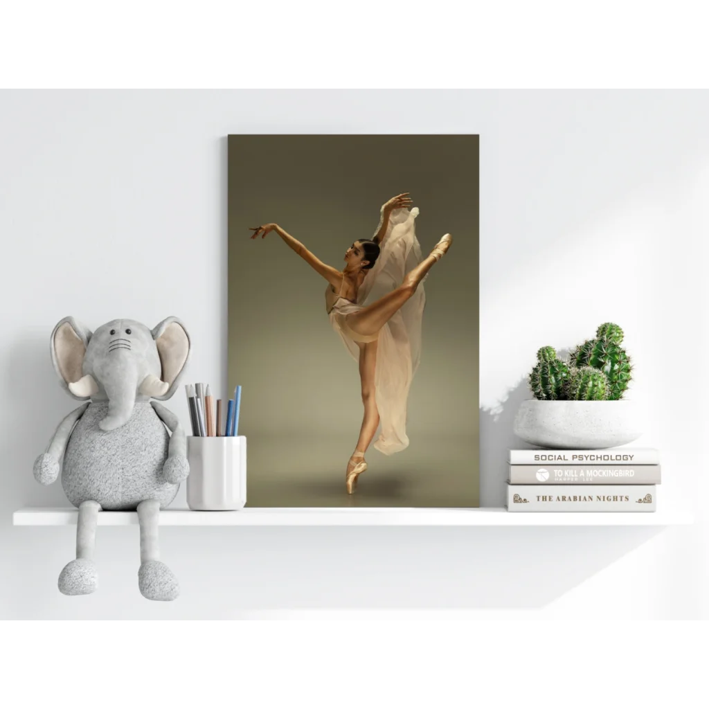 Stunning ballerina in mid-pose on insigne aluminum print for home