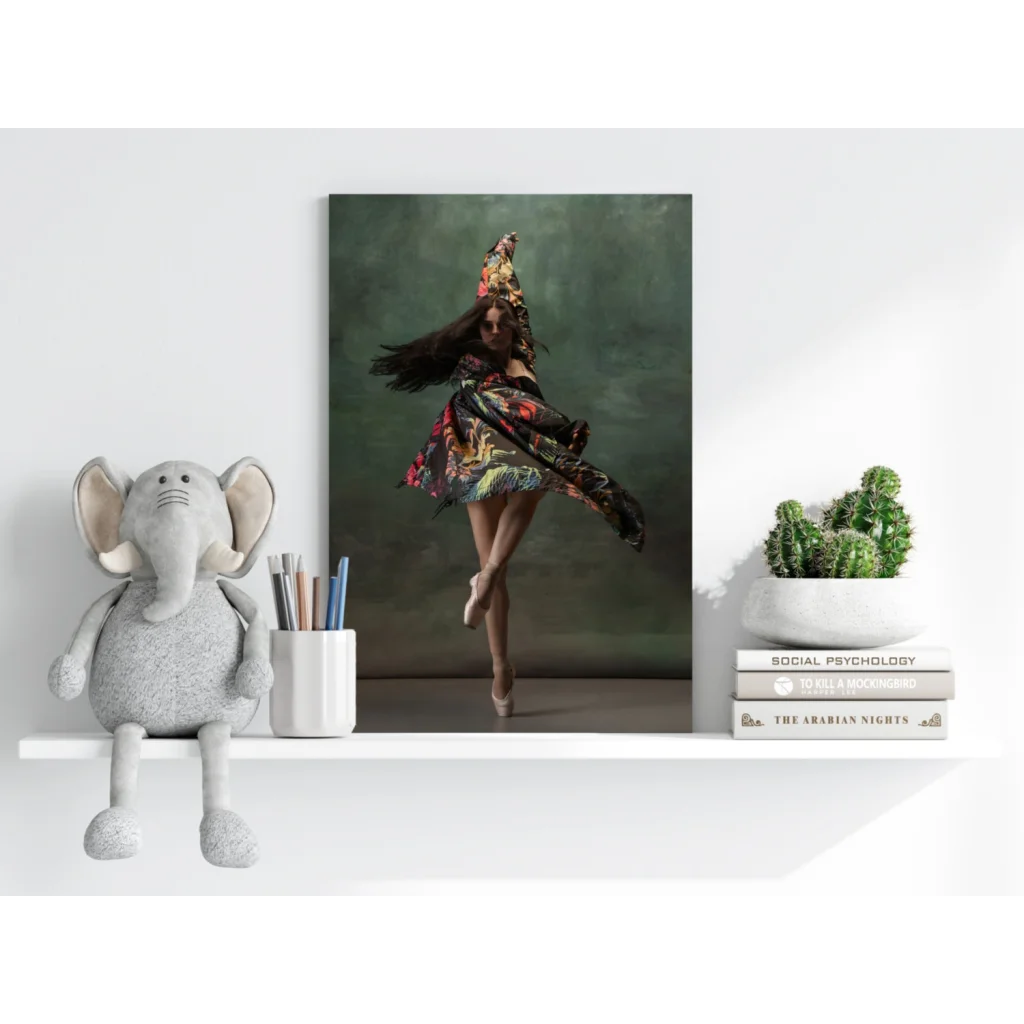 Dancer in floral dress on Insigne aluminum print canvas