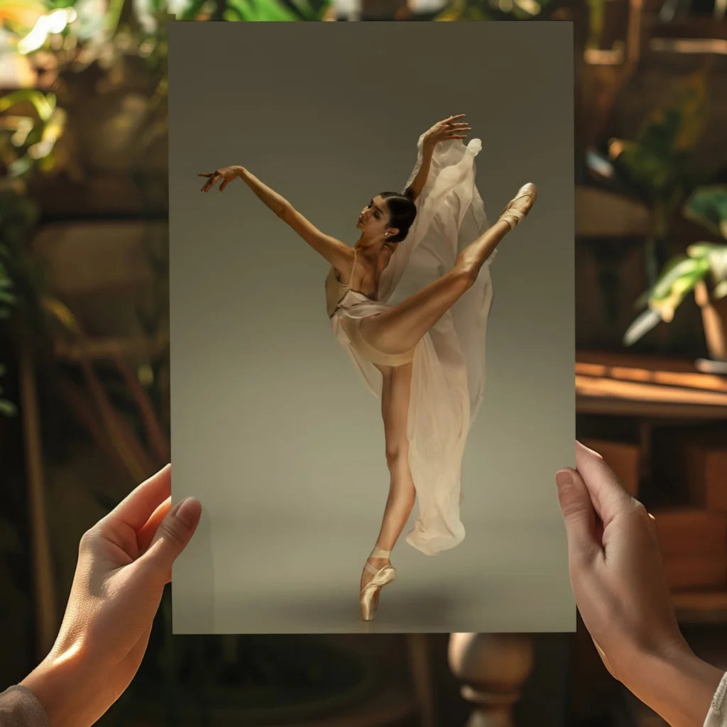 Elegant ballerina in white tutu on insigne aluminum print
