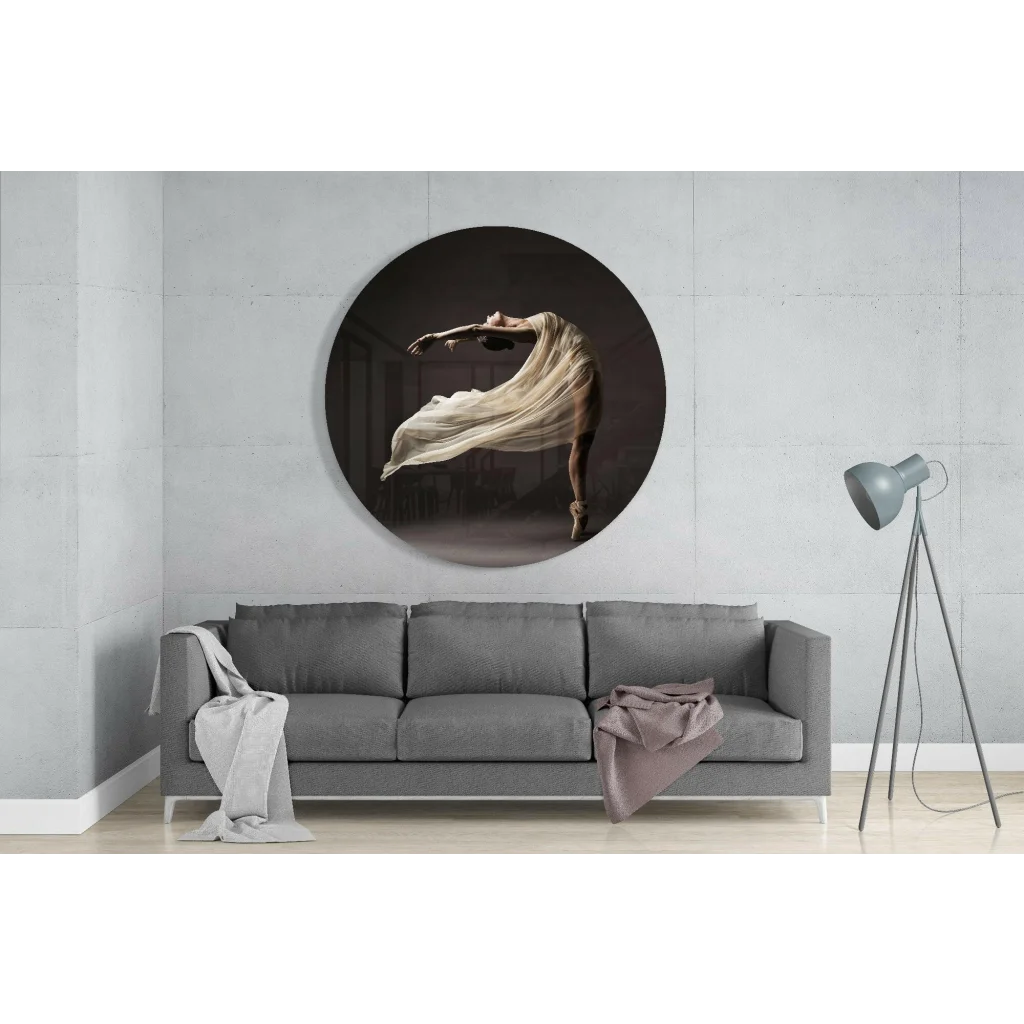 Ballerina Tempered Glass Art Circle Wall Piece | Glass Wall Art Print | vintageantiquesgifts.com