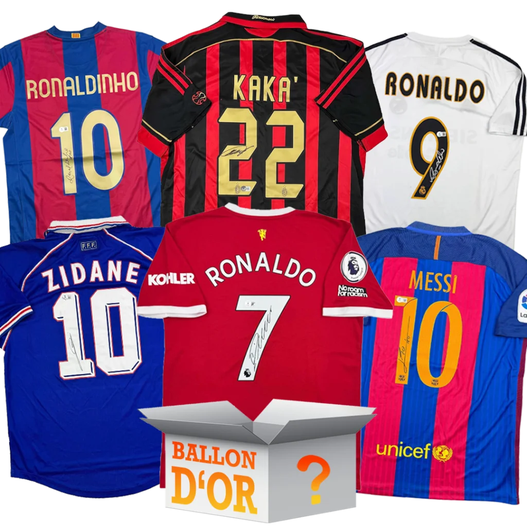 Ballon d'Or Autographed Jersey Mystery Box with PSA JSA or Beckett COA | Hall of Fame Sports Memorabilia | vintageantiquesgifts.com