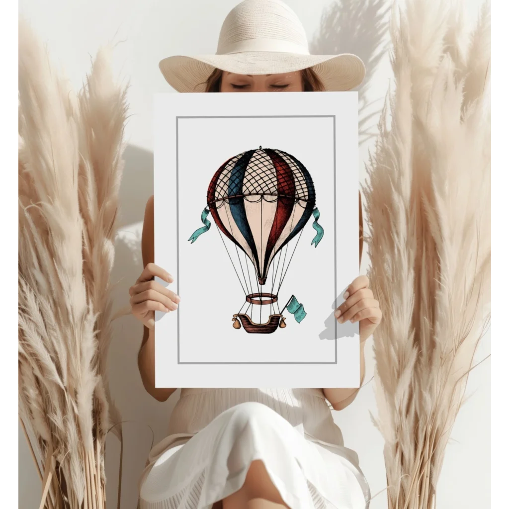 Vintage Hot Air Balloon Insigne Aluminum Print | Contemporary Home Wall Art | vintageantiquesgifts.com